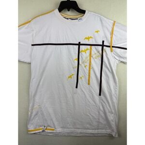 LRG Mens 2XL White Yellow Dove Jersey BTR Tee Graphic Bird Shirt R19273 XXL